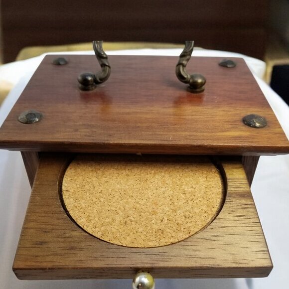 "Vintage 70s MCM Wood Coaster Set – Timeless Charm & Retro Style" w/ 8-Coasters - Picture 3 of 12